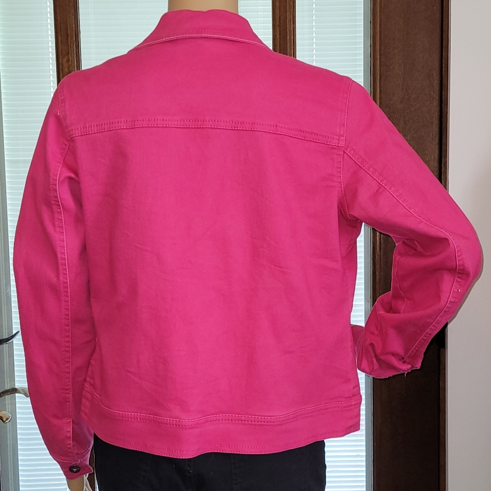 Diane Gilman DG2 Bright Pink Cropped Stretch Jacket- Small - Picture 2 of 5